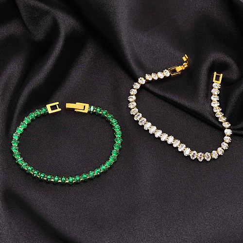 Modische, einfarbige Halskette mit Inlay-Zirkon-Armbändern aus Edelstahl