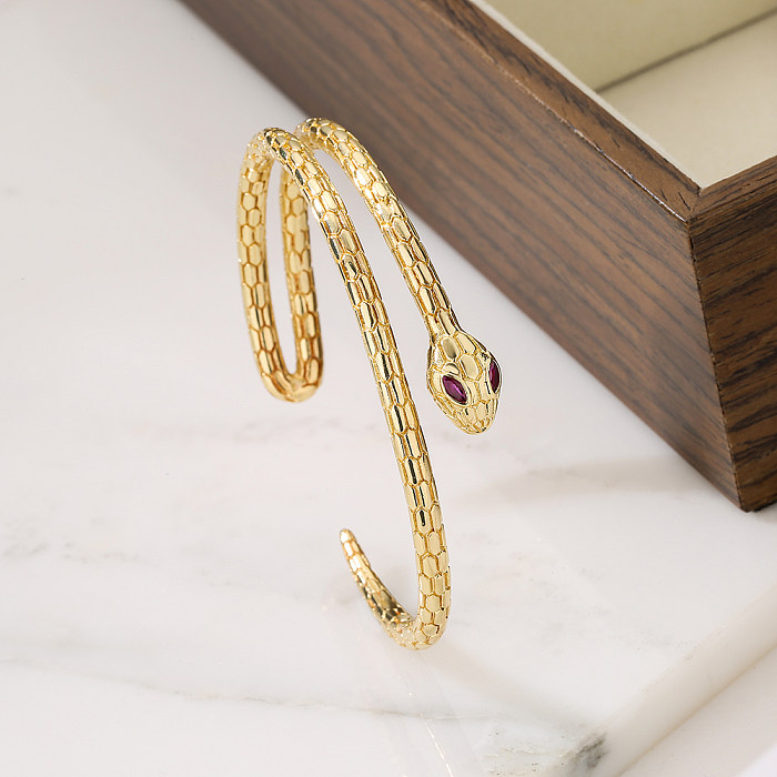 Bracelet en cuivre plaqué or 18 carats avec serpent artistique de style INS, en vrac