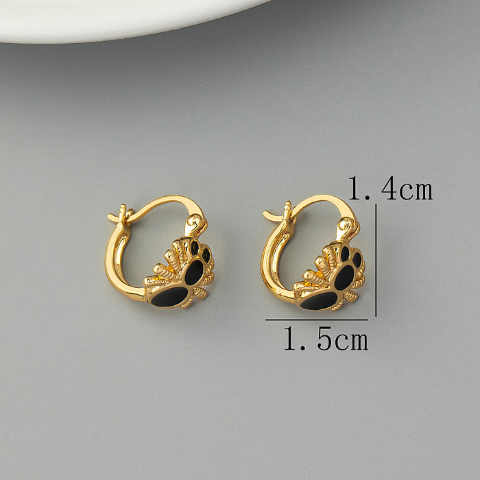 1 paire de clous d'oreilles en résine de cuivre émaillé araignée de Style Simple, plaqué or 18 carats