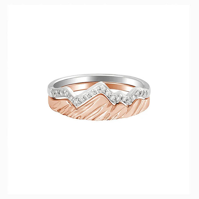 Classic Style Mountain Copper Inlay Zircon Rings