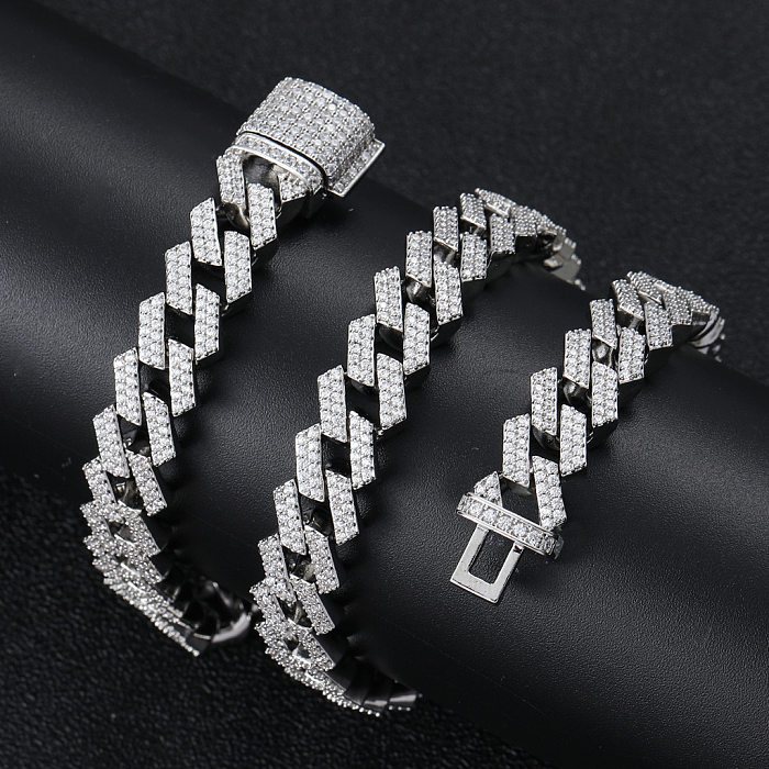 Hip-Hop-Mode-Halskette mit geometrischem Kupfer-Inlay und Zirkon