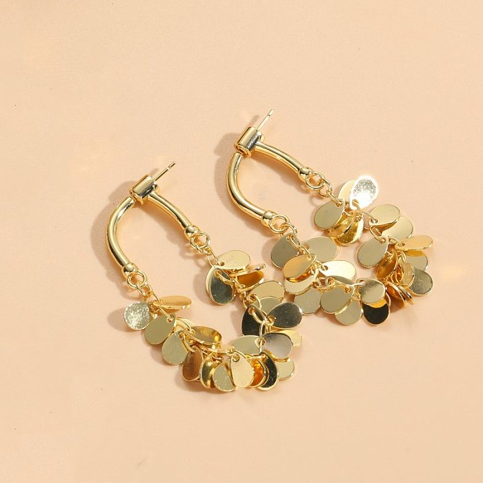 1 Pair Elegant Classic Style Geometric Plating Copper 14K Gold Plated Drop Earrings