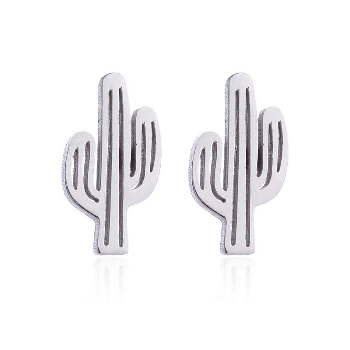 Fashion Cactus Stainless Steel Jewelry Set 2 Pieces