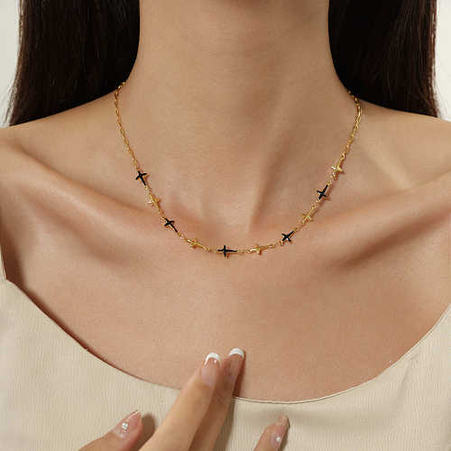 Simple Style Color Block Titanium Steel Plating Gold Plated Bracelets Necklace