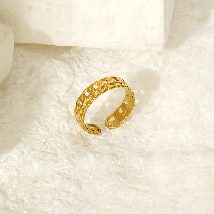 IG denomina anel aberto banhado a ouro 18K de aço inoxidável geométrico a granel
