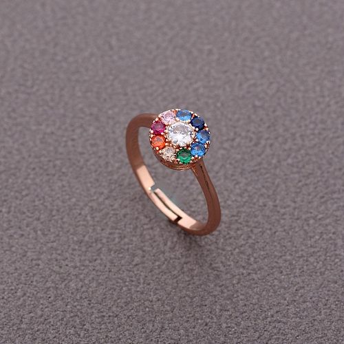 Elegante, glamouröse, runde offene Ringe mit Kupferbeschichtung und Diamant-Rosévergoldung