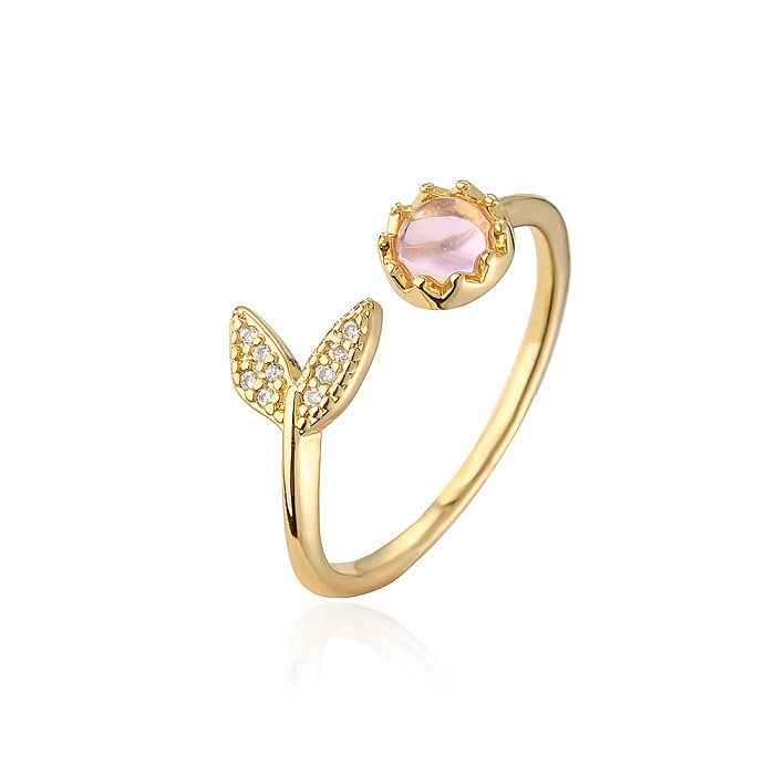 Fashion Star Fish Tail Copper Gold Plated Zircon Open Ring 1 Piece