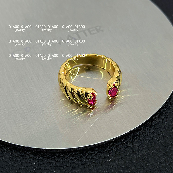 Fashion Heart Shape Butterfly Copper Plating Zircon Open Ring