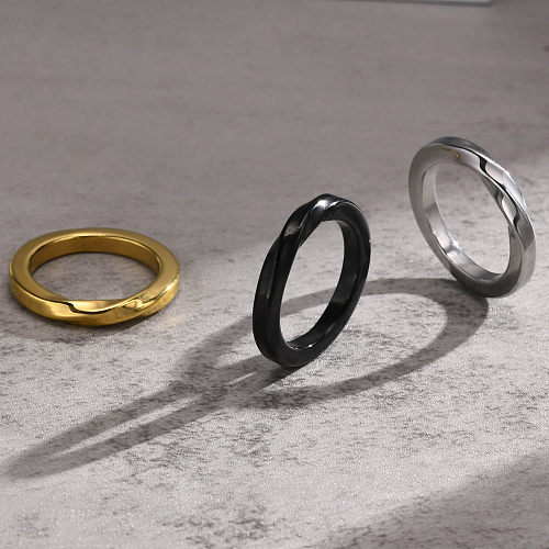 Simple Style Solid Color Stainless Steel 18K Gold Plated Rings In Bulk