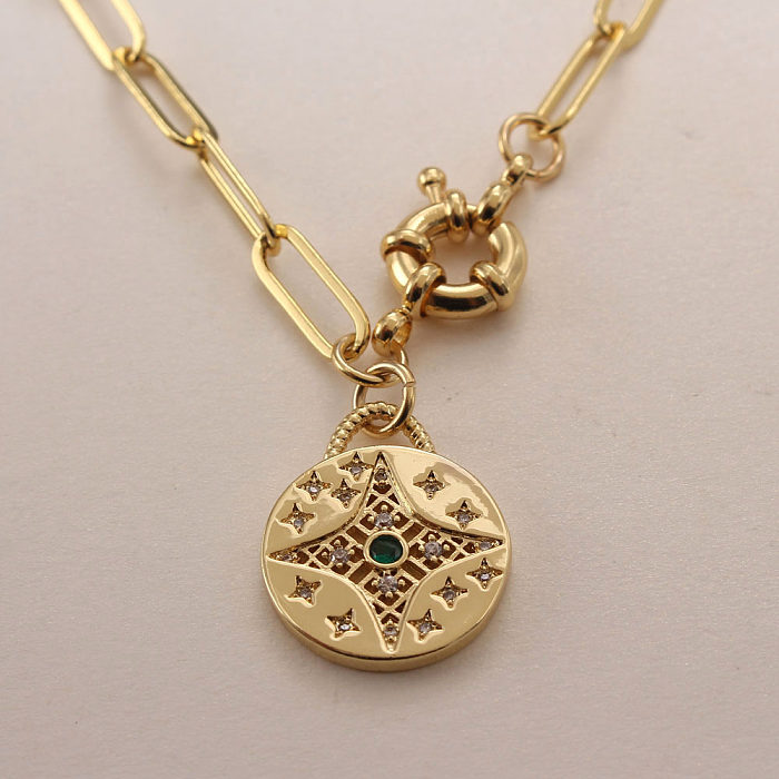 Vintage Style Round Copper Gold Plated Zircon Layered Necklaces In Bulk