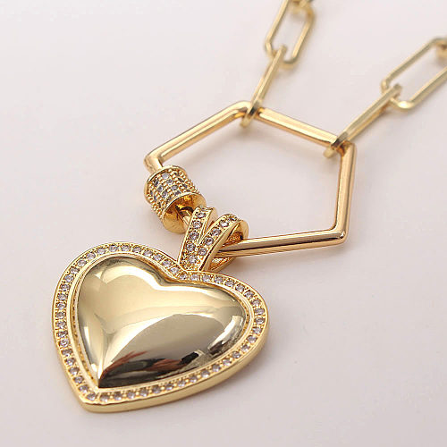 Collar pendiente del Zircon del cobre de la forma del corazón del estilo simple a granel
