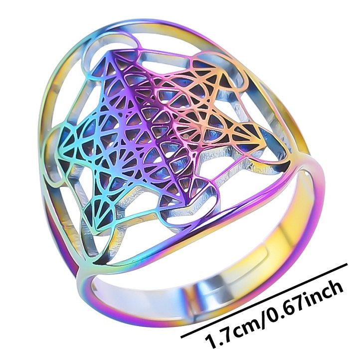 Retro-Ringe aus einfarbigem Edelstahl mit Aushöhlung