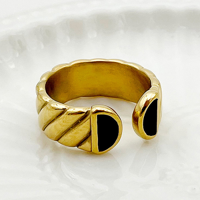 Atacado estilo simples estilo romano comutar semicírculo chapeamento de aço inoxidável anéis abertos banhados a ouro