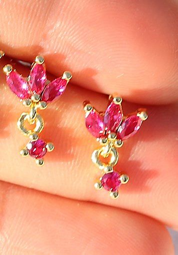1 Pair Simple Style Petal Copper Inlay Zircon Drop Earrings