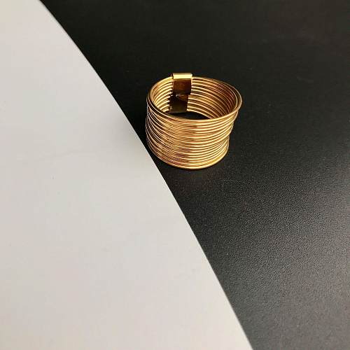 Simple Style Geometric Titanium Steel Plating Rings 1 Piece