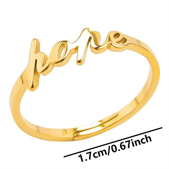 Offene Ringe aus Edelstahl mit Buchstaben im Großhandel im einfachen Stil