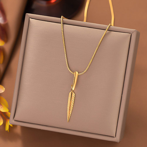 Simple Style Leaf Titanium Steel Plating Earrings Necklace