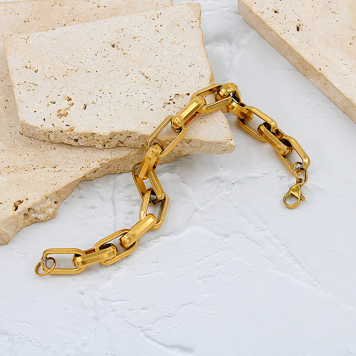 Collier de bracelets de placage en acier inoxydable géométrique hip-hop
