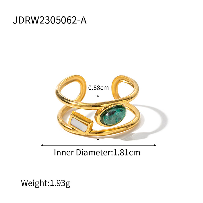 IG Style Solid Color Stainless Steel 18K Gold Plated Natural Stone Rings In Bulk