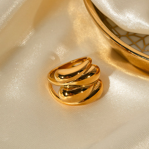 Atacado estilo IG cor sólida chapeamento de aço inoxidável anéis banhados a ouro 18K