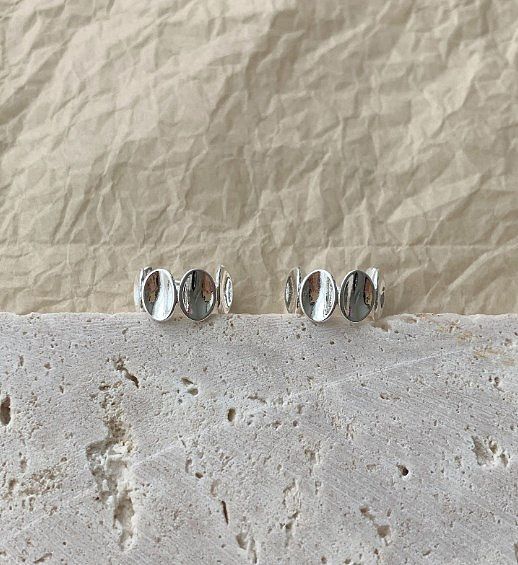 1 Pair Simple Style Geometric Copper Silver Plated Hoop Earrings