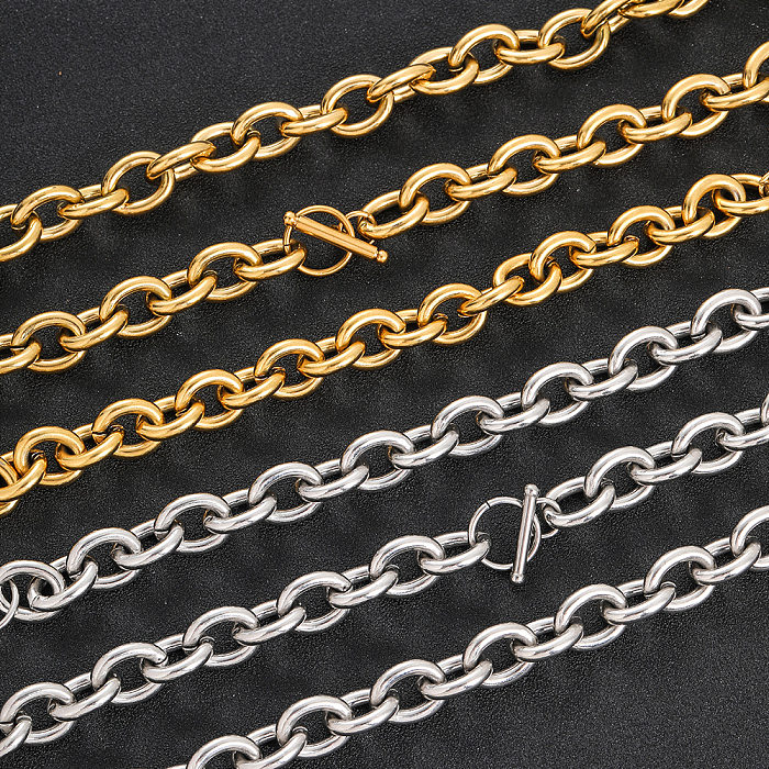Collier de bracelets de placage en acier inoxydable de couleur unie hip-hop