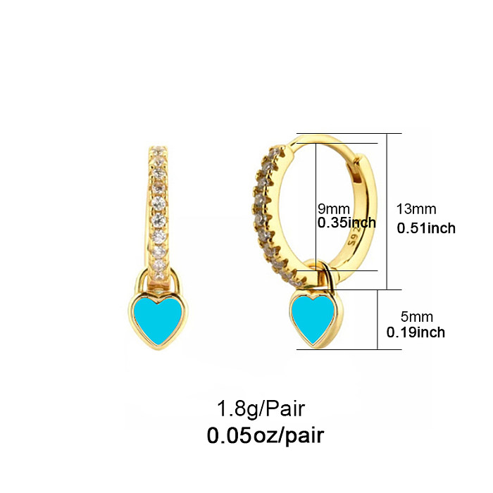 1 Pair Elegant Heart Shape Plating Inlay Copper Zircon White Gold Plated Gold Plated Earrings