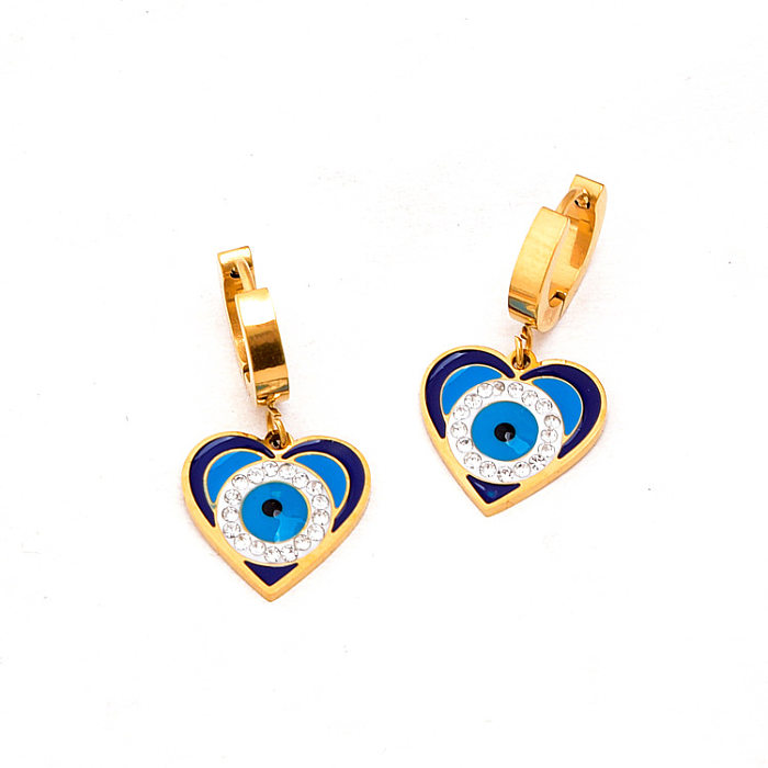 Modern Style Heart Shape Titanium Steel Plating Inlay Artificial Gemstones Bracelets Earrings Necklace
