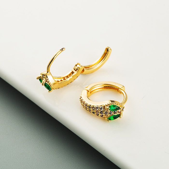 Neue Mode-Kupfer-Mikro-Intarsien-Zirkon-18-Karat-vergoldete kobraförmige Ohrringe im Großhandel