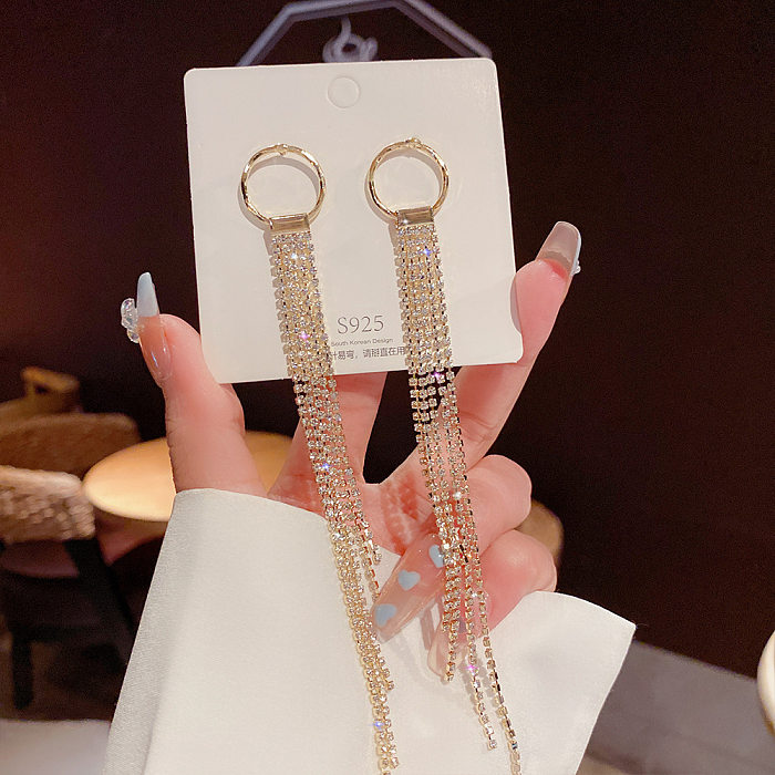 1 Pair Fashion Heart Shape Bow Knot Copper Inlay Zircon Drop Earrings