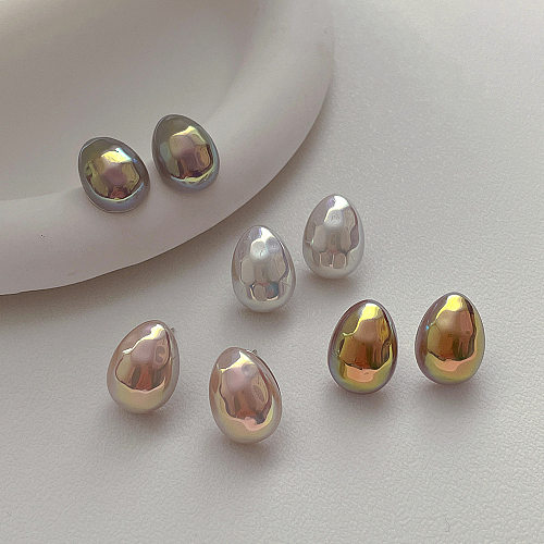 1 Pair Simple Style Oval Copper Plating Ear Studs