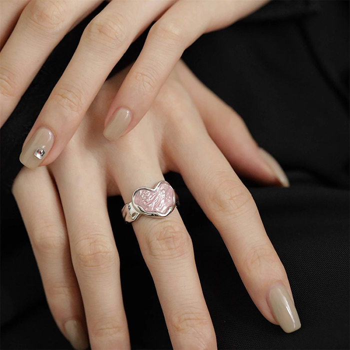 Modern Style Heart Shape Copper Plating Open Rings