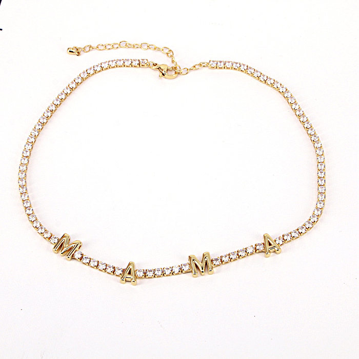 Ensemble de bijoux en cuivre et Zircon pour femme, collier et Bracelet en forme de cœur, maman, à la mode