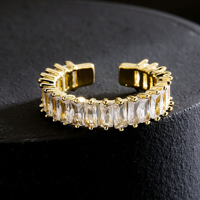أزياء النحاس 18K الذهب الزركون غير النظامية المفتوحة النحاس خاتم الإناث