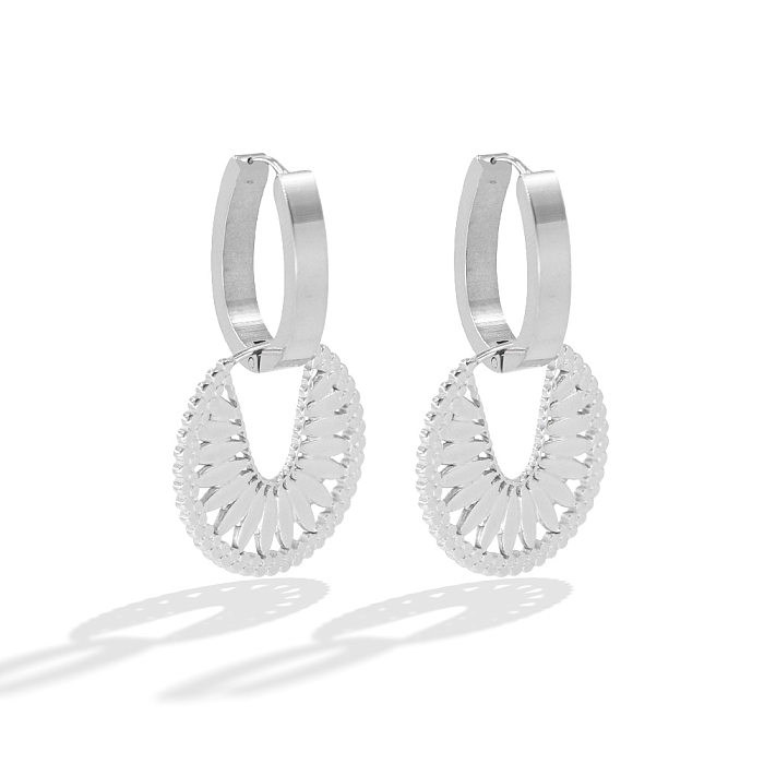 Elegant Flower Titanium Steel Plating Earrings Necklace