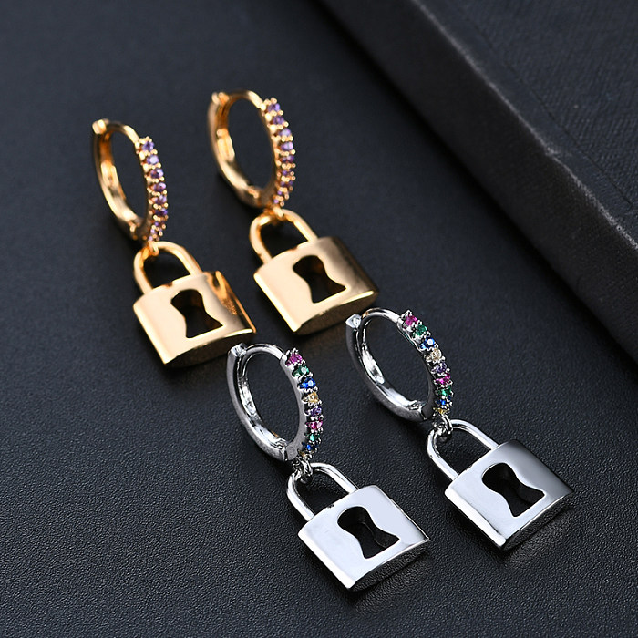 1 Pair IG Style Lock Plating Copper Gold Plated Silver Plated Earrings