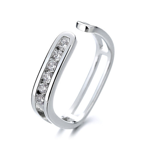 1 Piece Simple Style Solid Color Copper Inlay Zircon Open Ring