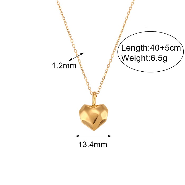 Estilo francês estilo simples formato de coração chapeamento de aço inoxidável colar de brincos banhado a ouro 18K