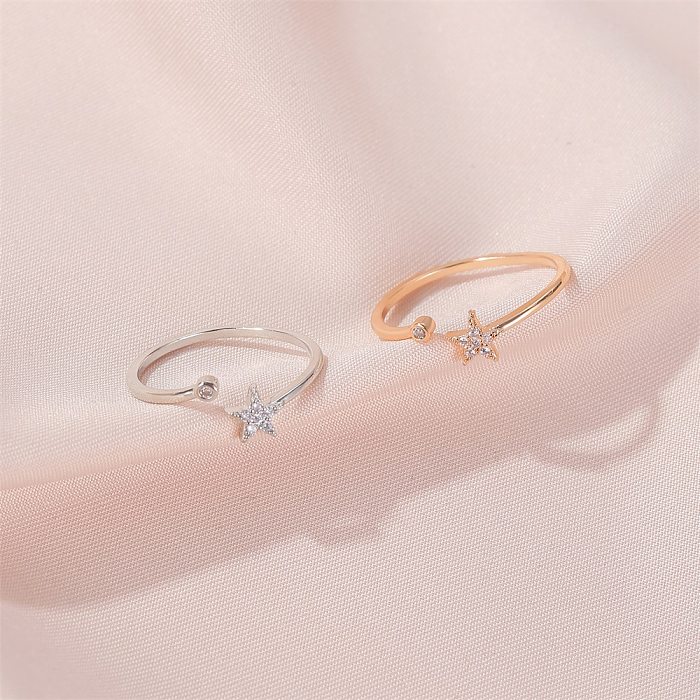 New Ring Simple Five-pointed Star Ring Personality Wild Diamond-set Star Opening Student Ring Wholesale jewelry