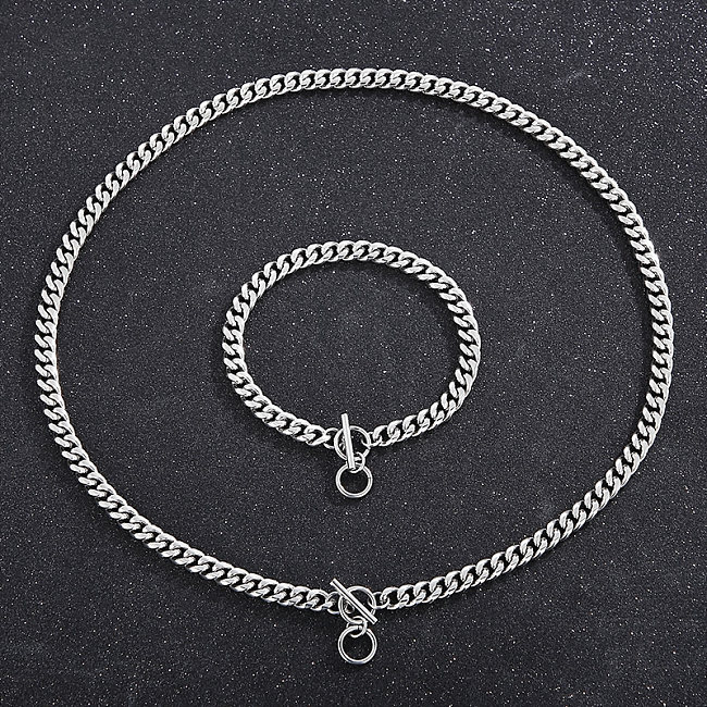 Hip-Hop Punk Solid Color Stainless Steel Toggle Bracelets Necklace