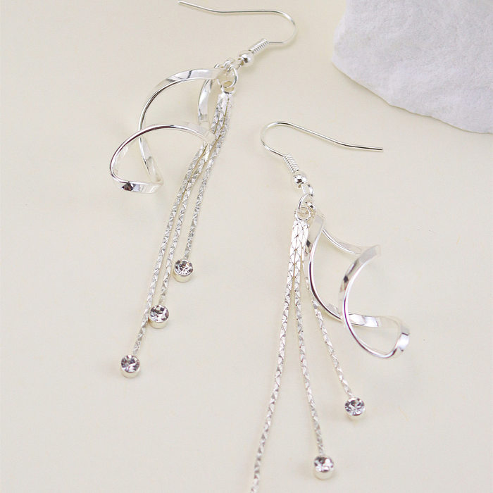 1 Pair Simple Style Solid Color Inlay Copper Rhinestones Earrings