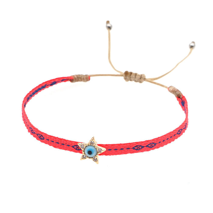 1 Piece Fashion Letter Devil'S Eye Copper Knitting Inlay Zircon Bracelets