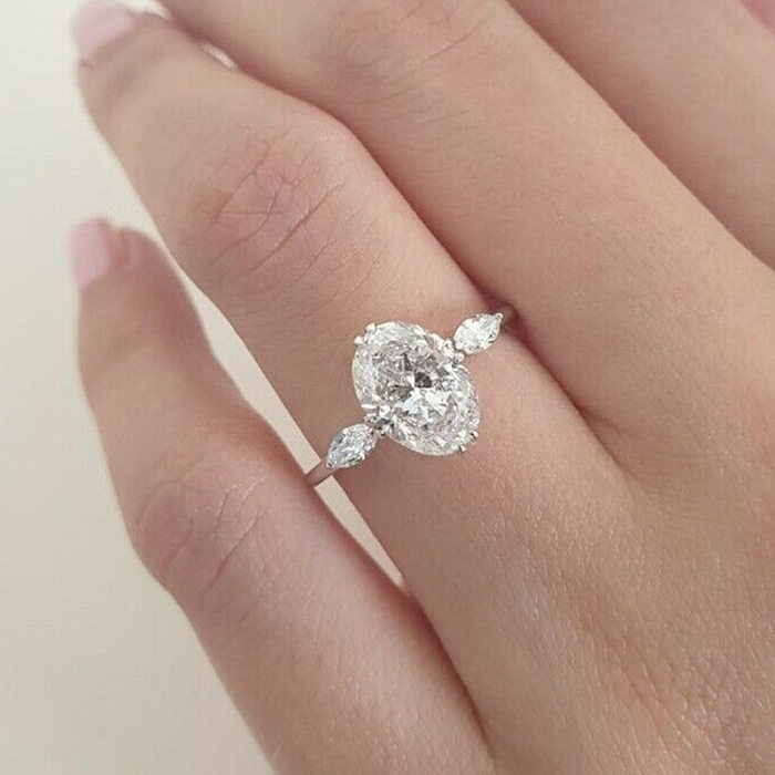 Novo anel de cobre 10*14mm oval zircon senhoras anel de noivado