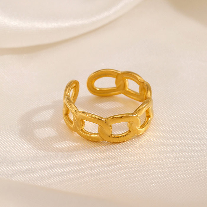 Modern Style Geometric Stainless Steel 18K Gold Plated Open Rings In Bulk