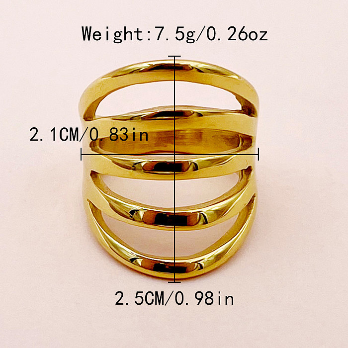 Simple Style Commute Solid Color Stainless Steel Plating Hollow Out Gold Plated Rings