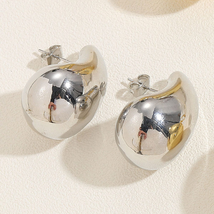 Bonito estilo simples comutar gotas de água chapeamento de cobre oco 14k banhado a ouro branco brincos colar