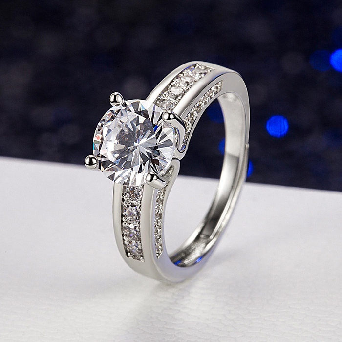 Four-claw Ring Eternal Simulation Diamond Wedding Fashion Micro-inlaid Ring Jewelry