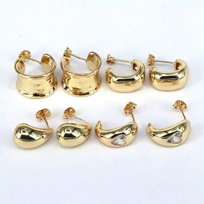 1 Pair Novelty Geometric Plating Inlay Copper Zircon 18K Gold Plated Earrings