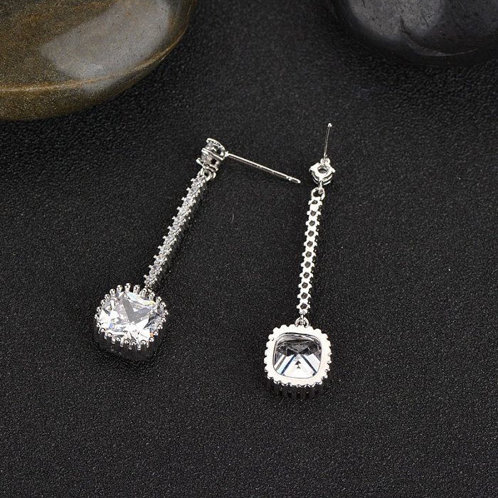 1 Pair Classic Style Square Plating Inlay Copper Artificial Gemstones Ear Studs