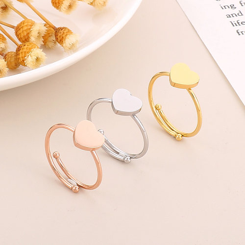 Simple Style Heart Shape Titanium Steel Plating Rings